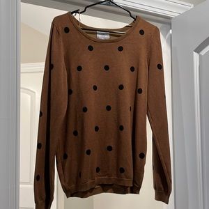 Polka Dot Sweater - Gold/brown with black polka dots